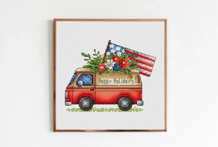 American van Cross Stitch Pattern PDF, American Dream Store Cross Stitch, Patriotic 4th July Embroidery, Cute Care Room Decor PDF - Image 7
