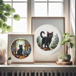 Set of Two Black Cat Cross Stitch Pattern, Cat Cross Stitch, punto de cruz, Cross Stitch Pattern Flower, punto de cruz