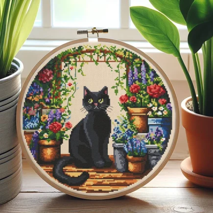 Set of Two Black Cat Cross Stitch Pattern, Cat Cross Stitch, punto de cruz, Cross Stitch Pattern Flower, punto de cruz - Image 10