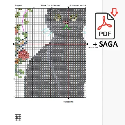 Set of Two Black Cat Cross Stitch Pattern, Cat Cross Stitch, punto de cruz, Cross Stitch Pattern Flower, punto de cruz - Image 9
