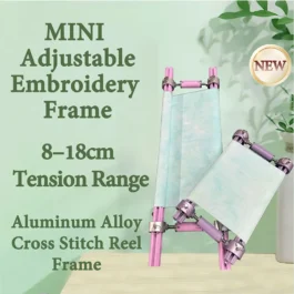 MINI Adjustable Embroidery Frame | 8–18cm Tension Range | Aluminum Alloy Cross Stitch Reel Frame | Extra Thick Retractable Scroll Frame | Length Adjustable Hoop for DIY Needlework