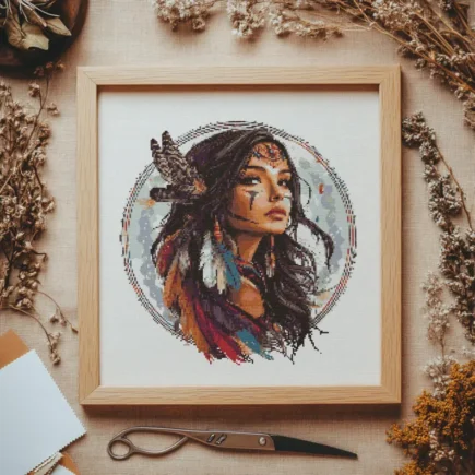 Native girl Cross stitch Pattern, Girl Cross Stitch, Cross Stitch Pattern, cross stitch kit, PDF Pattern - Image 5