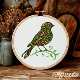 Floral Bird Cross Stitch Pattern – Decorative Folk Art Inspired Embroidery Chart, Instant Download for Home or Nature Decor