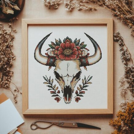 Bull skull Cross stitch Pattern, Bull skull Cross Stitch, Cross Stitch Pattern, cross stitch kit, PDF Pattern - Image 6