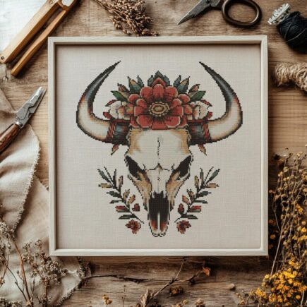 Bull skull Cross stitch Pattern, Bull skull Cross Stitch, Cross Stitch Pattern, cross stitch kit, PDF Pattern - Image 5