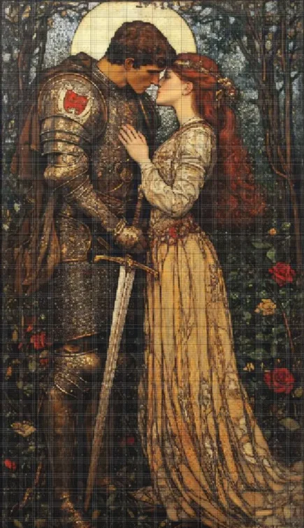 Knight and Maiden cross stitch pattern. Knight and Maiden embroidery pattern. Instant PDF Download. 50,400 Stitches. - Image 6