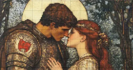 Knight and Maiden cross stitch pattern. Knight and Maiden embroidery pattern. Instant PDF Download. 50,400 Stitches. - Image 5