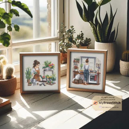 Set of Two Cooking Gardening Girls cross stitch pattern pdf, cat crossstitch pattern, punto de cruz, patrones punto cruz, punto croce schemi - Image 8