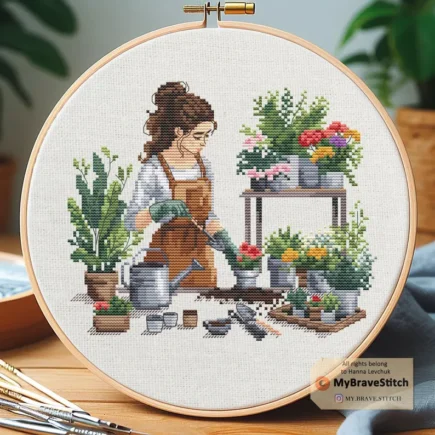 Set of Two Cooking Gardening Girls cross stitch pattern pdf, cat crossstitch pattern, punto de cruz, patrones punto cruz, punto croce schemi - Image 4