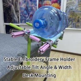 【Third Generation】Aluminum Alloy Table Side Embroidery Hoop Stand – Adjustable Tilt Angle & Width, Heavy-Duty Base for Desk Mounting, Stable Embroidery Frame Holder Fits Most Desks