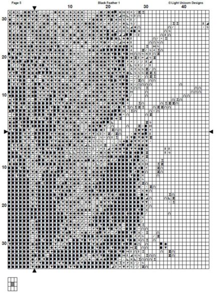 Black Feather Cross Stitch Pattern 1 Instant PDF Download- Crow Feather Watercolor Cross Stitch Pattern - Raven Feather - Black Bird Feather - Image 9