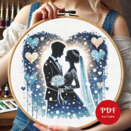 Cute Wedding Couple Cross Stit...