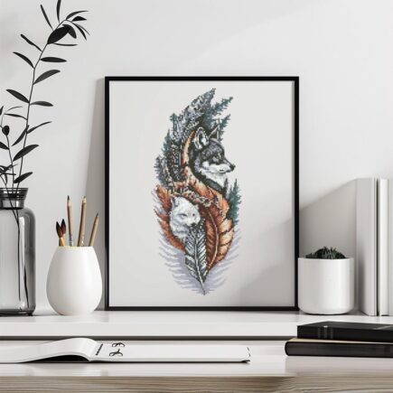 Wolf Cross Stitch Pattern Instant PDF Download - Wolves in a Feather Watercolor Cross Stitch Hand Embroidery Woodland Animal Forest Boho - Image 4