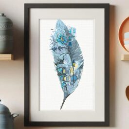 Feather Night landscape Cross ...