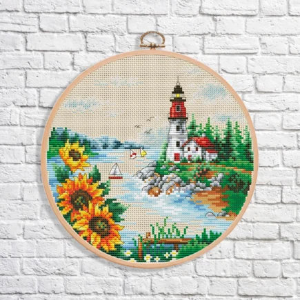 Summer on the Beach Cross Stitch Pattern Digital Pattern Modern Decor Landscape Pattern Hand Embroidery Needlepoint Counted cross stitch