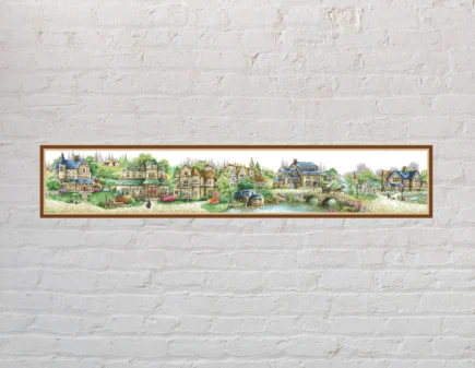 Cross stitch pattern Summer Village, nature cross stitch, landscape, vintage embroidery, printable PDF file, countryside cross stitch