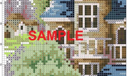 Village Cross Stitch Pattern,Green Village,Victorian Style,Counted cross stitch,Pdf,Instant Download - Image 7