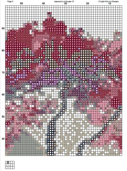 Japanese Landscape Cross Stitch Pattern 13 Instant PDF Download - Cherry Blossom Tree Watercolor Cross Stitch Pattern - Japan Cross Stitch - Image 7