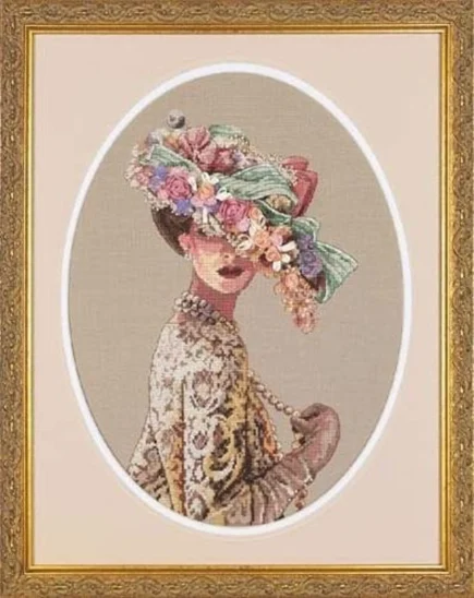 Victorian Elegance, Cross Stitch Pattern, Digital Pattern PDF, Modern Decor, Woman with a bouquet, Floral Pattern, Hand Needlepoint Chart - Image 2