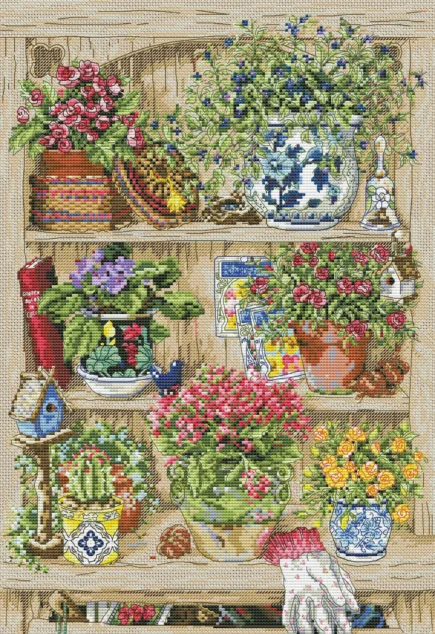Garden Shelf, Counted Cross Stitch pattern, Kitchen Still Life, Garden Bits And Bobs, Home Modern Decor, Instant Download PDF, Flower pots - Image 6