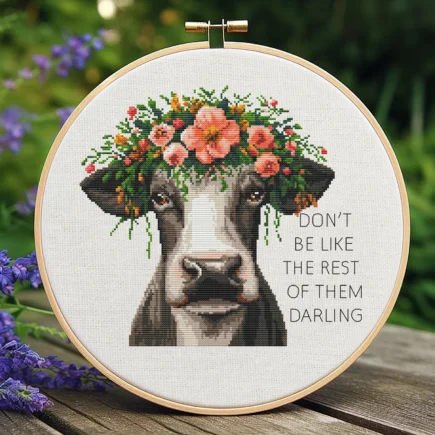 Cow Cross Stitch Pattern, Funny Cross Stitch Pattern, Quote Inspirational Cross Stitch, Cross Stitch Flower, punto de cruz