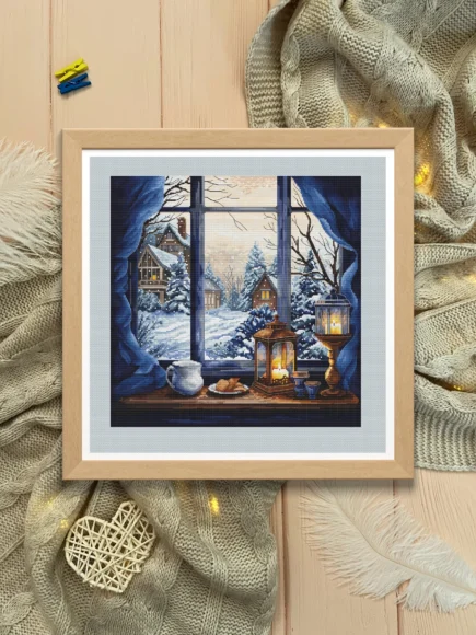 Winter Calm Window Cross Stitch Pattern, PDF Instant Download