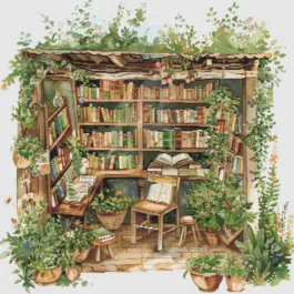 Cozy book hut cross stitch pattern PDF