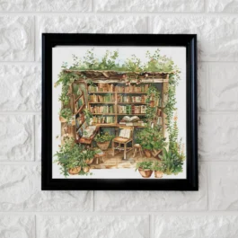 Cozy book hut cross stitch pattern PDF