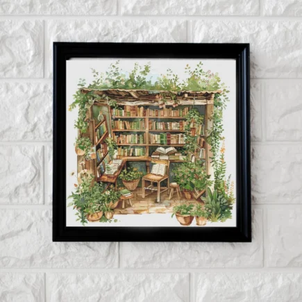Cozy book hut cross stitch pattern PDF