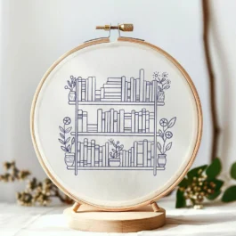 Bookshelf with Flowers Embroid...