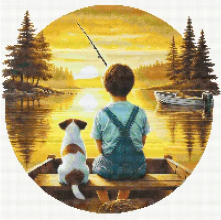 Best friends fishing | Modern Cross Stitch Pattern (PDF) |Easy to Follow | Dog Lover | Pattern Keeper & Markup R-XP Compatible |DMC Threads - Image 2