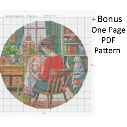 Cross Stitching Girl Cross Stitch Pattern, Cross stitch, punto de cruz, point de croix, crossstitch pattern, cross stitch pattern pdf - Image 4