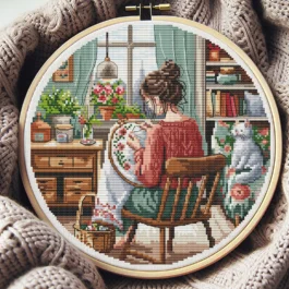 Cross Stitching Girl Cross Stitch Pattern, Cross stitch, punto de cruz, point de croix, crossstitch pattern, cross stitch pattern pdf