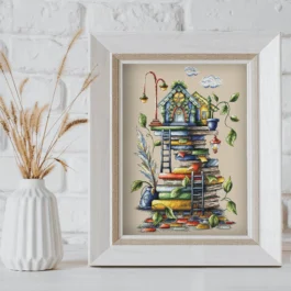Reading Hut Book Pattern PDF Cross Stitch Fantasy Embroidery Lkacross Instant Digital Download