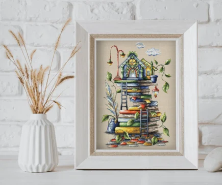 Reading Hut Book Pattern PDF Cross Stitch Fantasy Embroidery Lkacross Instant Digital Download