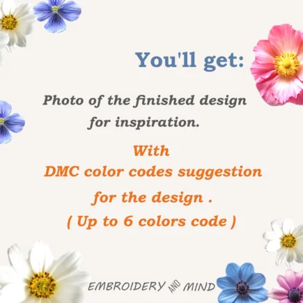 The printable cozy house in the beautiful garden has colorful flowers, a hand embroidery pattern, digital download in 6 different sizes. - Image 7