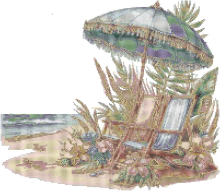 Beach chairs in the sand PDF cross stitch pattern keeper - Image 2