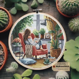 Cozy Reading Girl Cross Stitch...