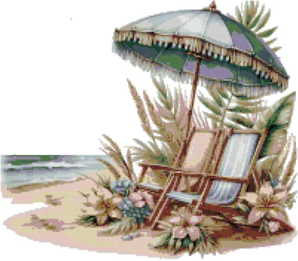 Beach chairs in the sand PDF cross stitch pattern keeper - Image 4