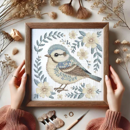 Floral Bluebird Cross Stitch Pattern, Elegant Bird & Flowers Embroidery, Nature-Inspired Needlework, Botanical Songbird Cross Stitch PDF - Image 3