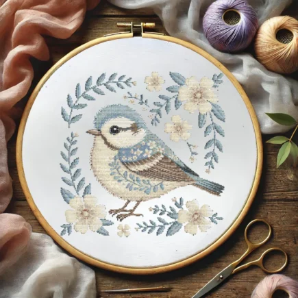 Floral Bluebird Cross Stitch Pattern, Elegant Bird & Flowers Embroidery, Nature-Inspired Needlework, Botanical Songbird Cross Stitch PDF - Image 5