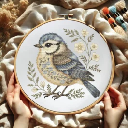 Floral Bluebird Cross Stitch Pattern, Elegant Bird, Wildflowers Embroidery, Cottagecore Nature Needlework, Botanical Songbird Stitch Pattern
