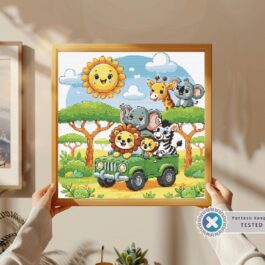 Safari Animals Cross Stitch Pattern PDF | Baby Nursery xstitch counted chart | Modern Easy Instant Pattern | Digital Cross Stitch Pattern