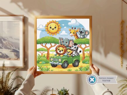 Safari Animals Cross Stitch Pattern PDF | Baby Nursery xstitch counted chart | Modern Easy Instant Pattern | Digital Cross Stitch Pattern - Image 2