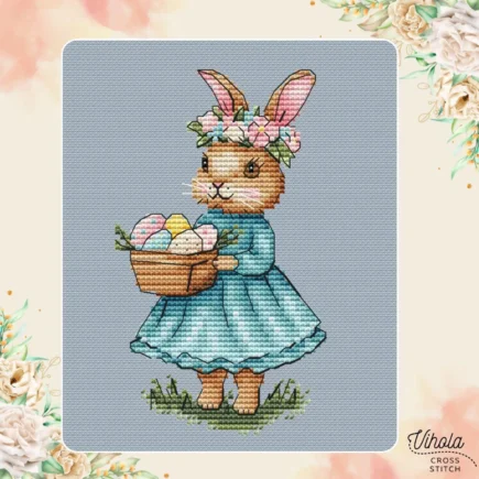 Easter Bunnies counted cross stitch patterns bundle, cute hares digital PDF chart, DIY embroidery,spring plastic canvas easy xstitch, SAGA - Image 4
