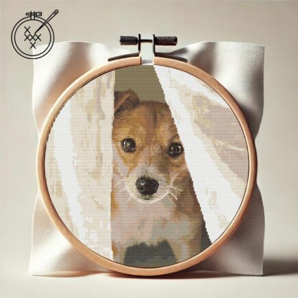 Shy Companion Modern Cross Stitch Pattern (PDF) | Puppy peek | Easy to Follow | Curious Dog | Dog Lover | DMC Threads