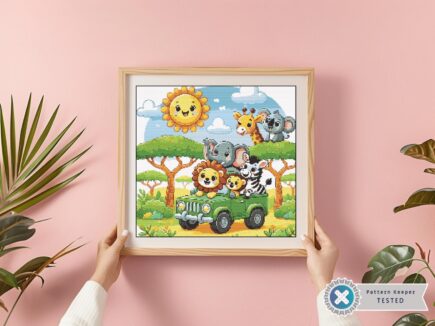 Safari Animals Cross Stitch Pattern PDF | Baby Nursery xstitch counted chart | Modern Easy Instant Pattern | Digital Cross Stitch Pattern - Image 4