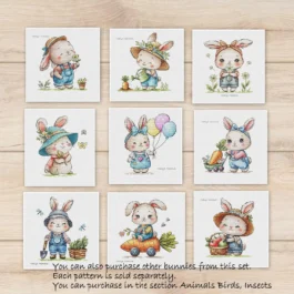 Bunny Cross Stitch Pattern Baby Animal Summer Nursery Kids Children Rabbit Spring Girl Room Happy Counted Cute Hare Art Instant Download PDF
