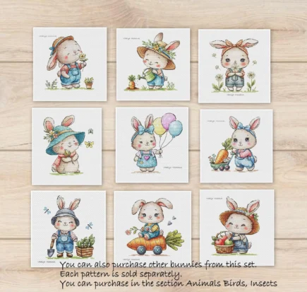 Bunny Cross Stitch Pattern Baby Animal Summer Nursery Kids Children Rabbit Spring Girl Room Happy Counted Cute Hare Art Instant Download PDF - Image 2
