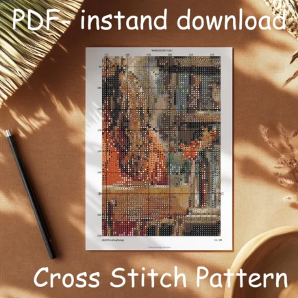 Embroidery Girl Cross Stitch Pattern: "GIRL EMBROIDERY PDF" Sewing machine cross pattern Punto de cruz Modern Cross stitch pattern - Image 6